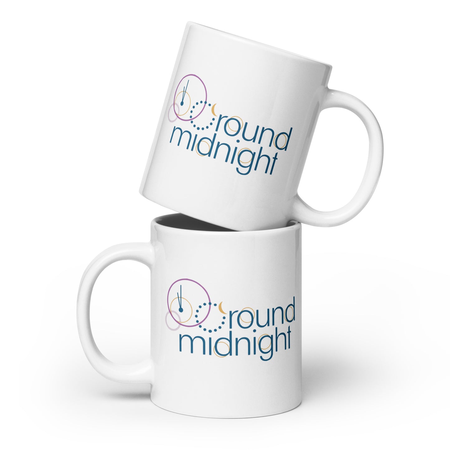 Round Midnight - Printed White glossy mug