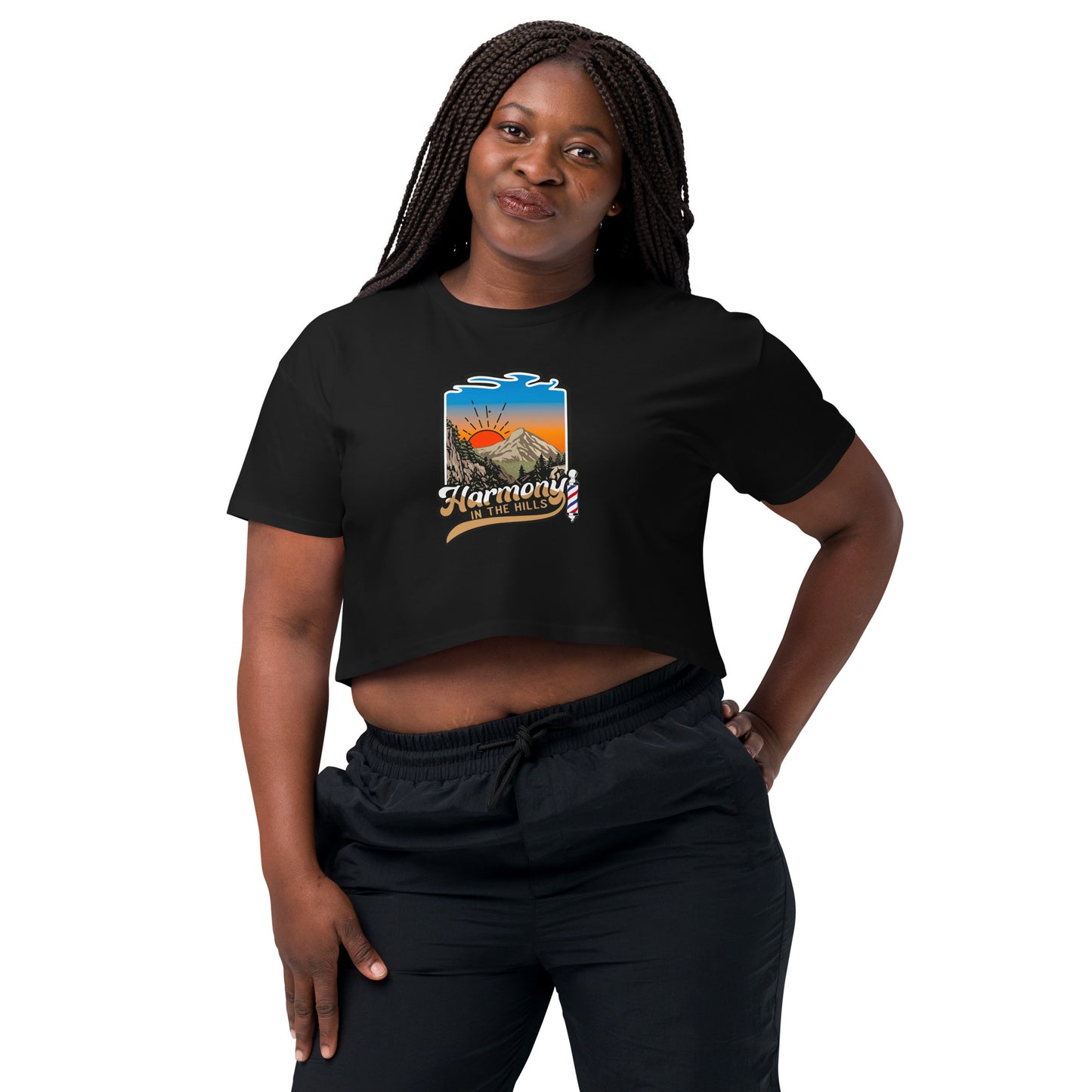 Harmony in the Hills - Printed Women’s crop top