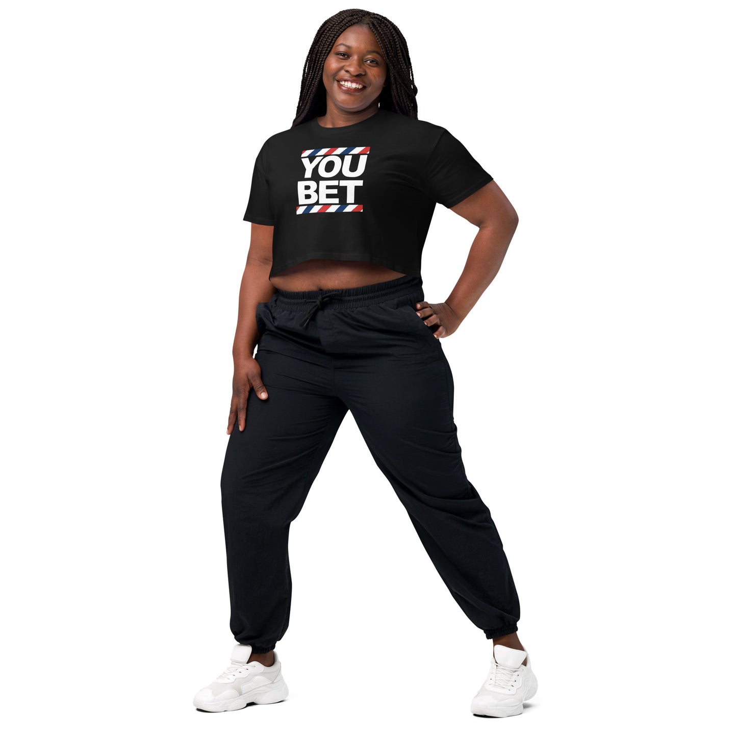 YOU BET - BARBER POLE -  Printed Women’s crop top