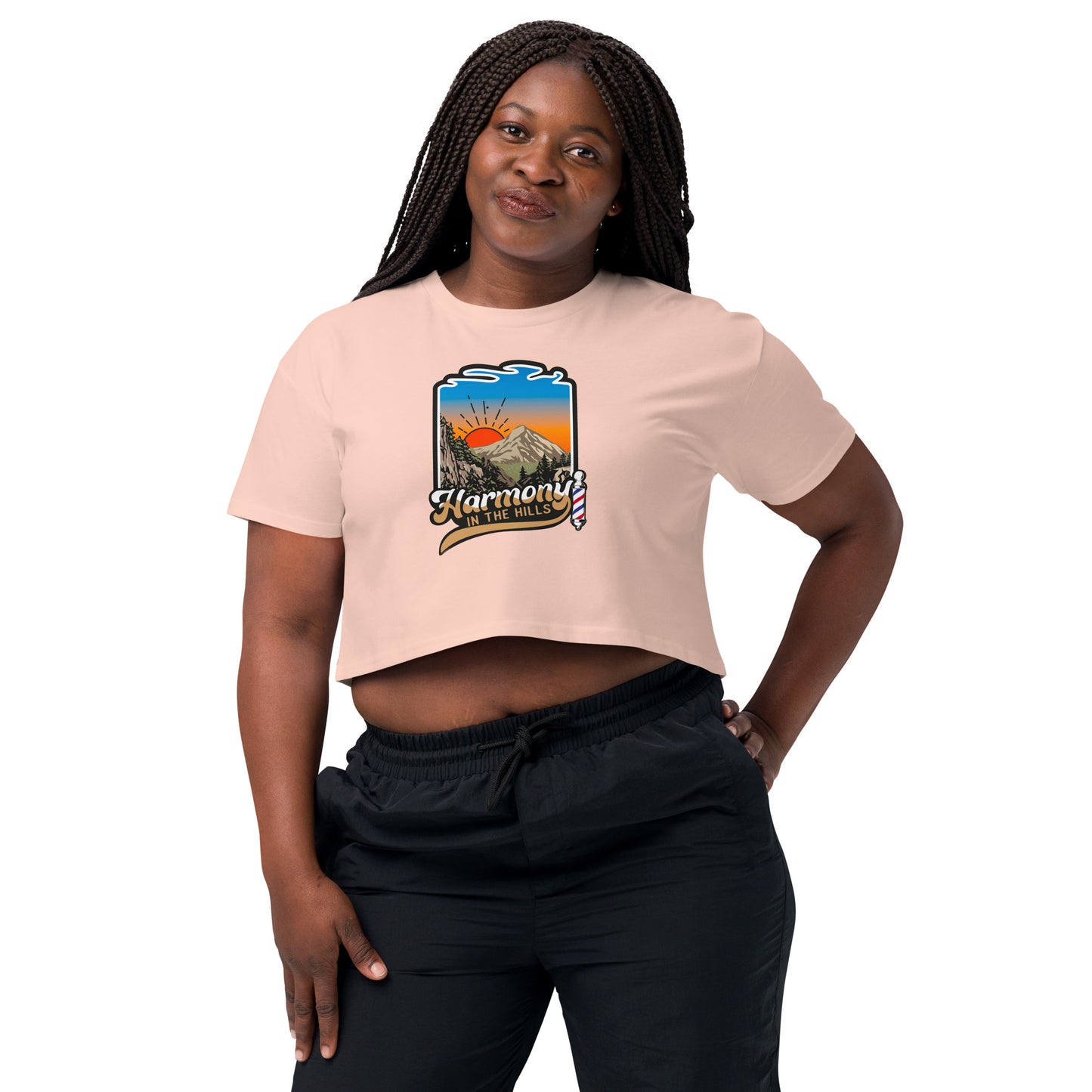 Harmony in the Hills - Printed Women’s crop top