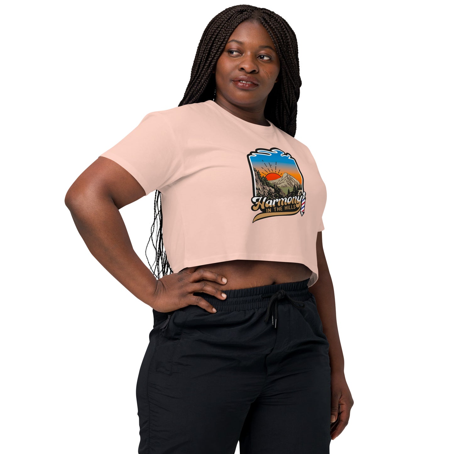 Harmony in the Hills - Printed Women’s crop top