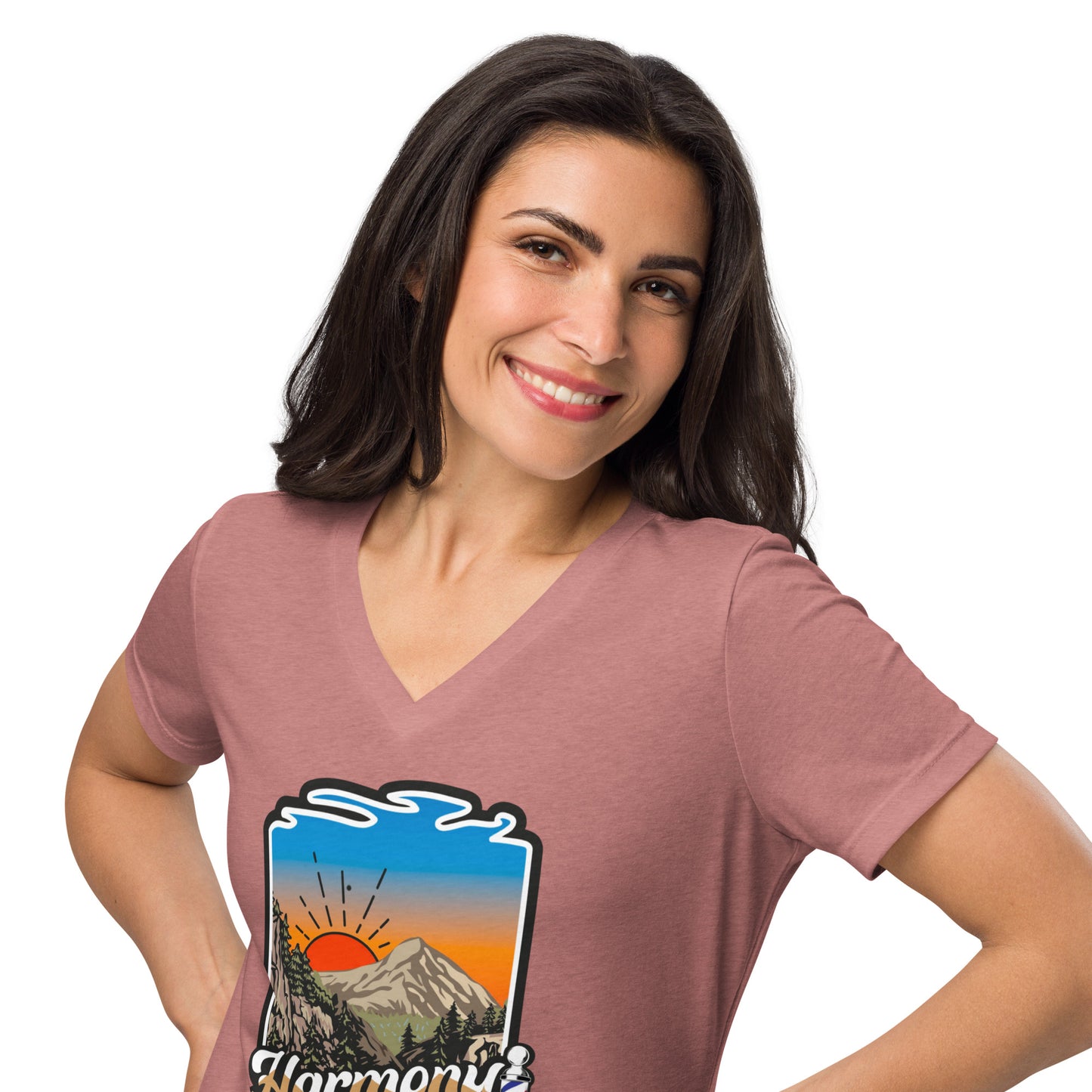 Harmony in the Hills - Printed Women’s relaxed v-neck t-shirt