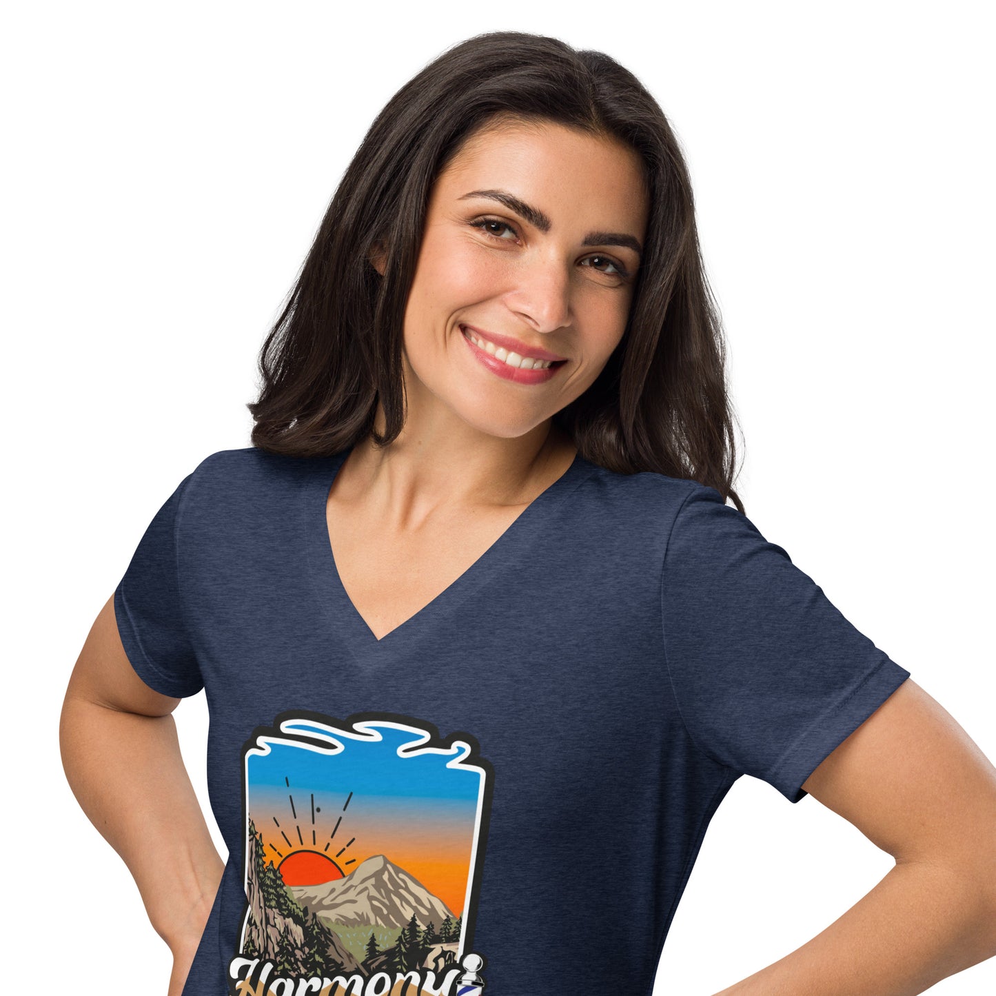 Harmony in the Hills - Printed Women’s relaxed v-neck t-shirt