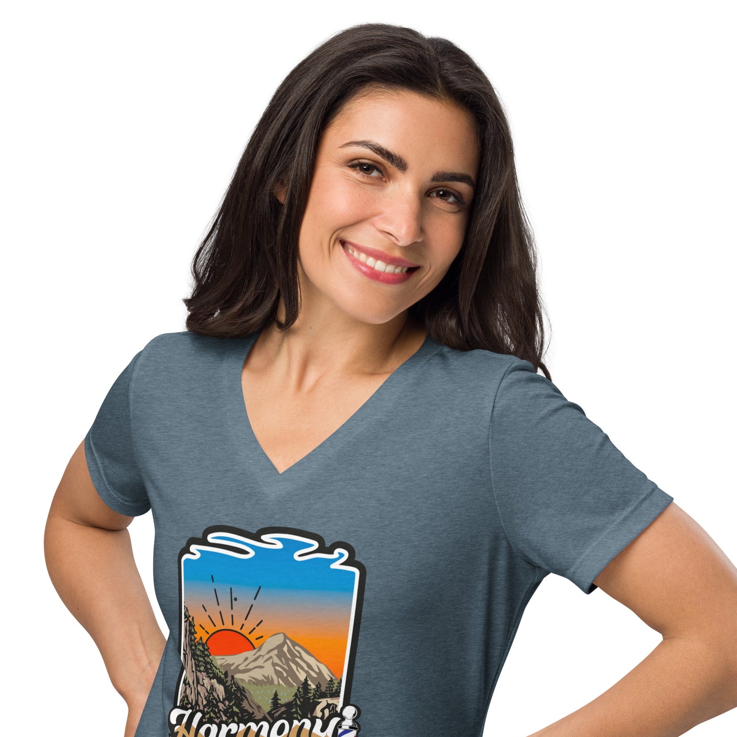 Harmony in the Hills - Printed Women’s relaxed v-neck t-shirt