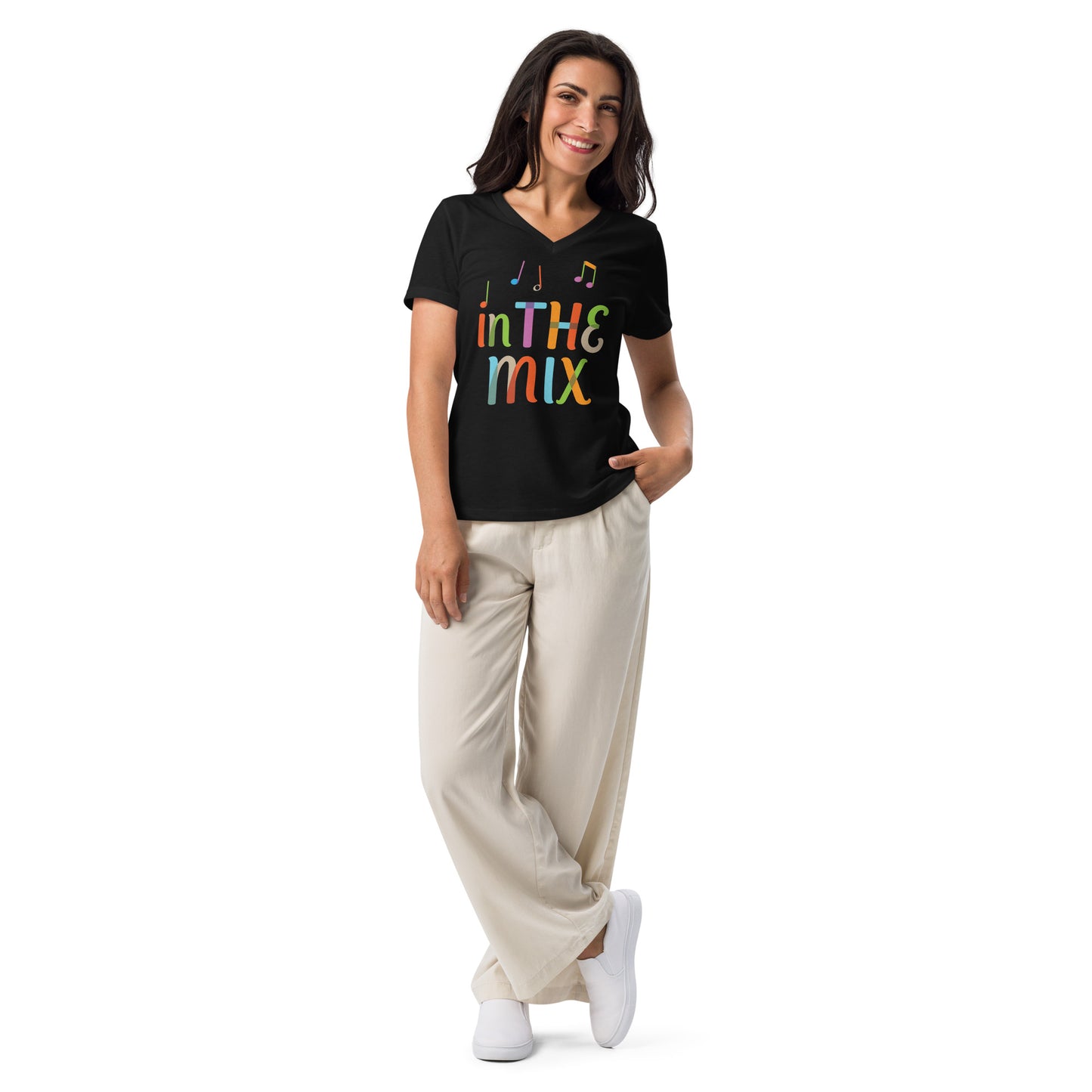 In the Mix - Printed Women’s relaxed v-neck t-shirt