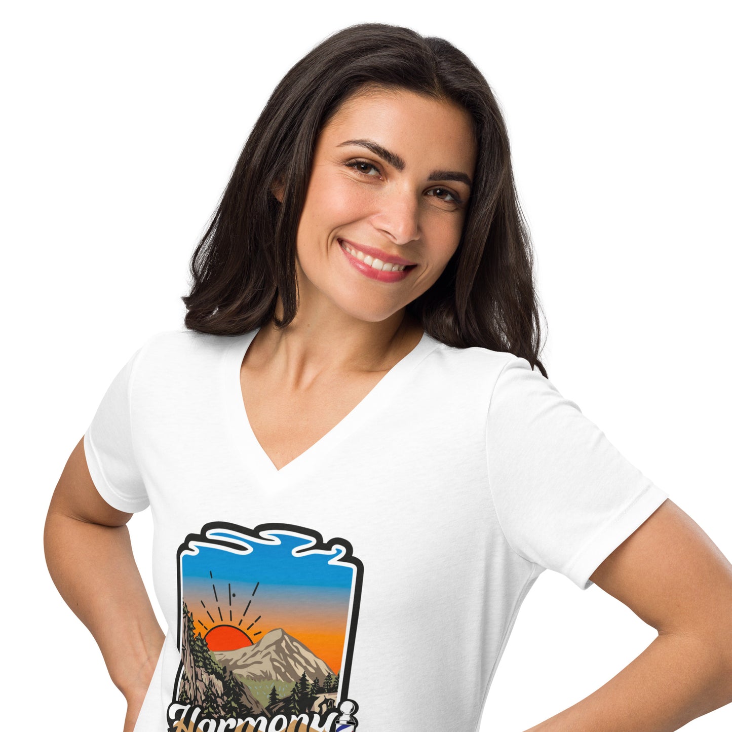 Harmony in the Hills - Printed Women’s relaxed v-neck t-shirt