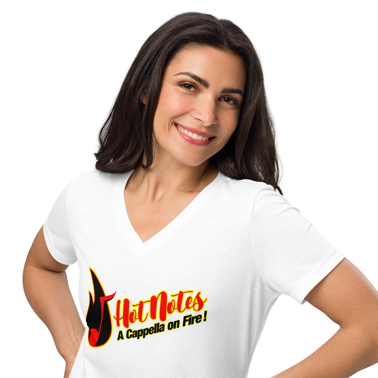 Hot Notes - Printed Women’s relaxed v-neck t-shirt