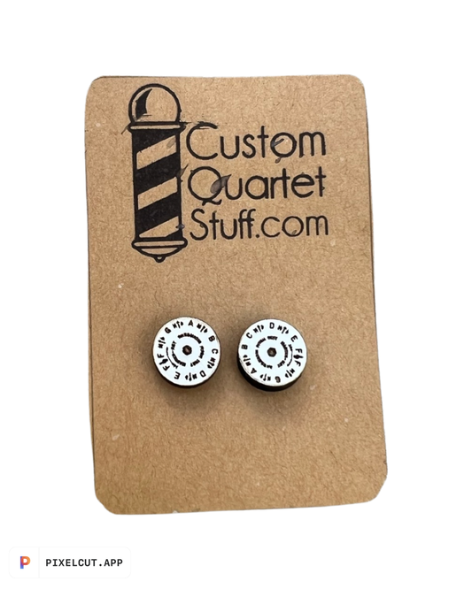 Sterling Silver and Wood - Painted Barbershop Earrings