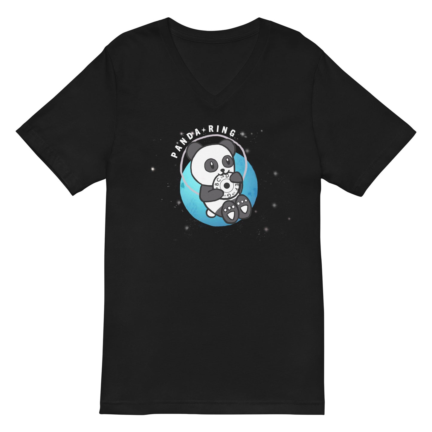 Panda Ring - Printed Unisex Short Sleeve V-Neck T-Shirt