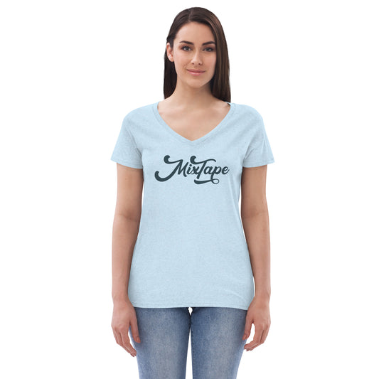 MixTape Logo: Printed Women’s recycled v-neck t-shirt