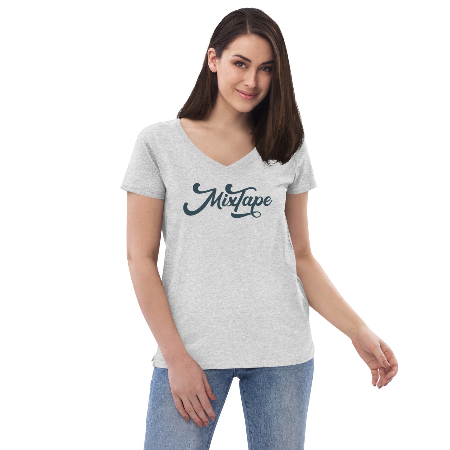 MixTape Logo: Printed Women’s recycled v-neck t-shirt