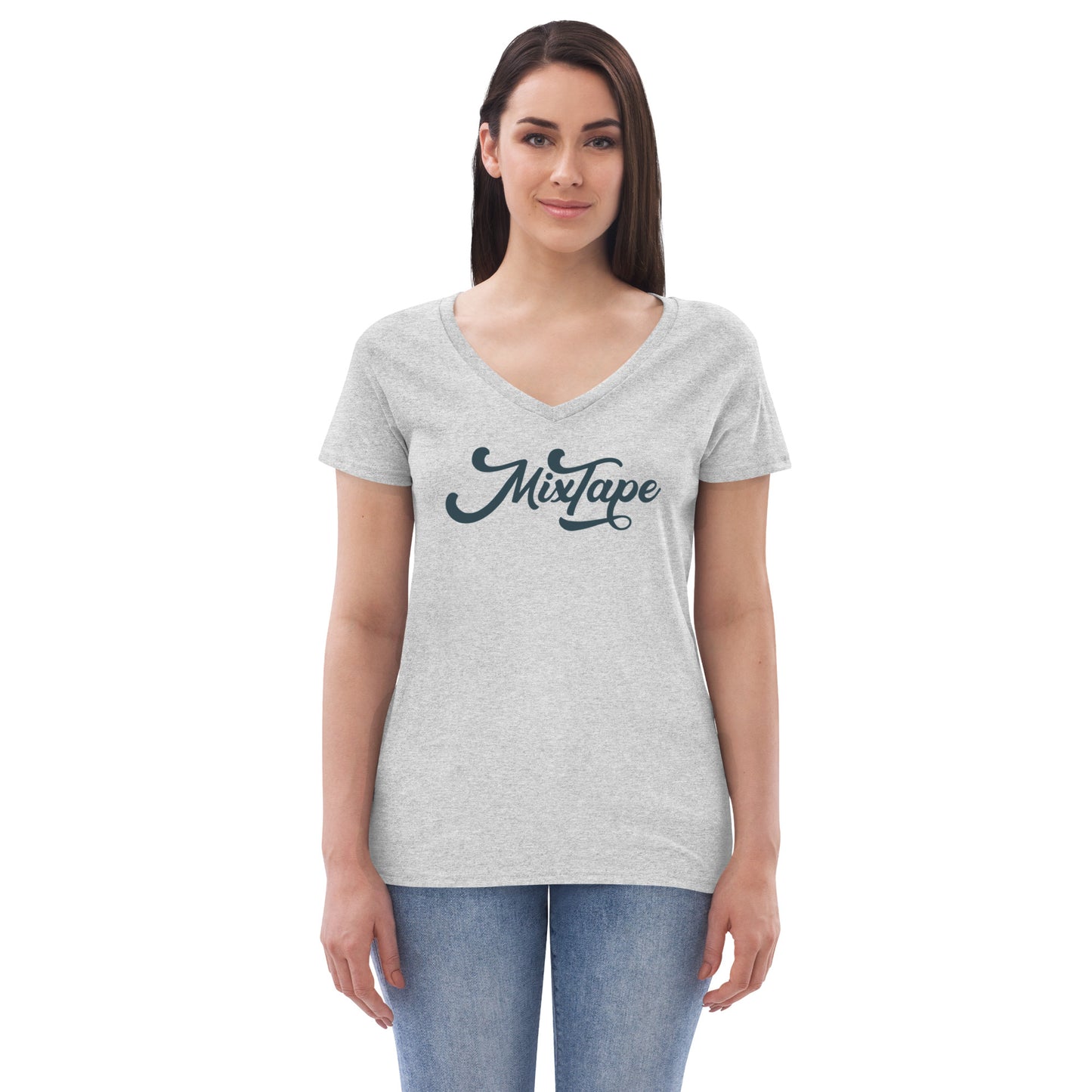 MixTape Logo: Printed Women’s recycled v-neck t-shirt