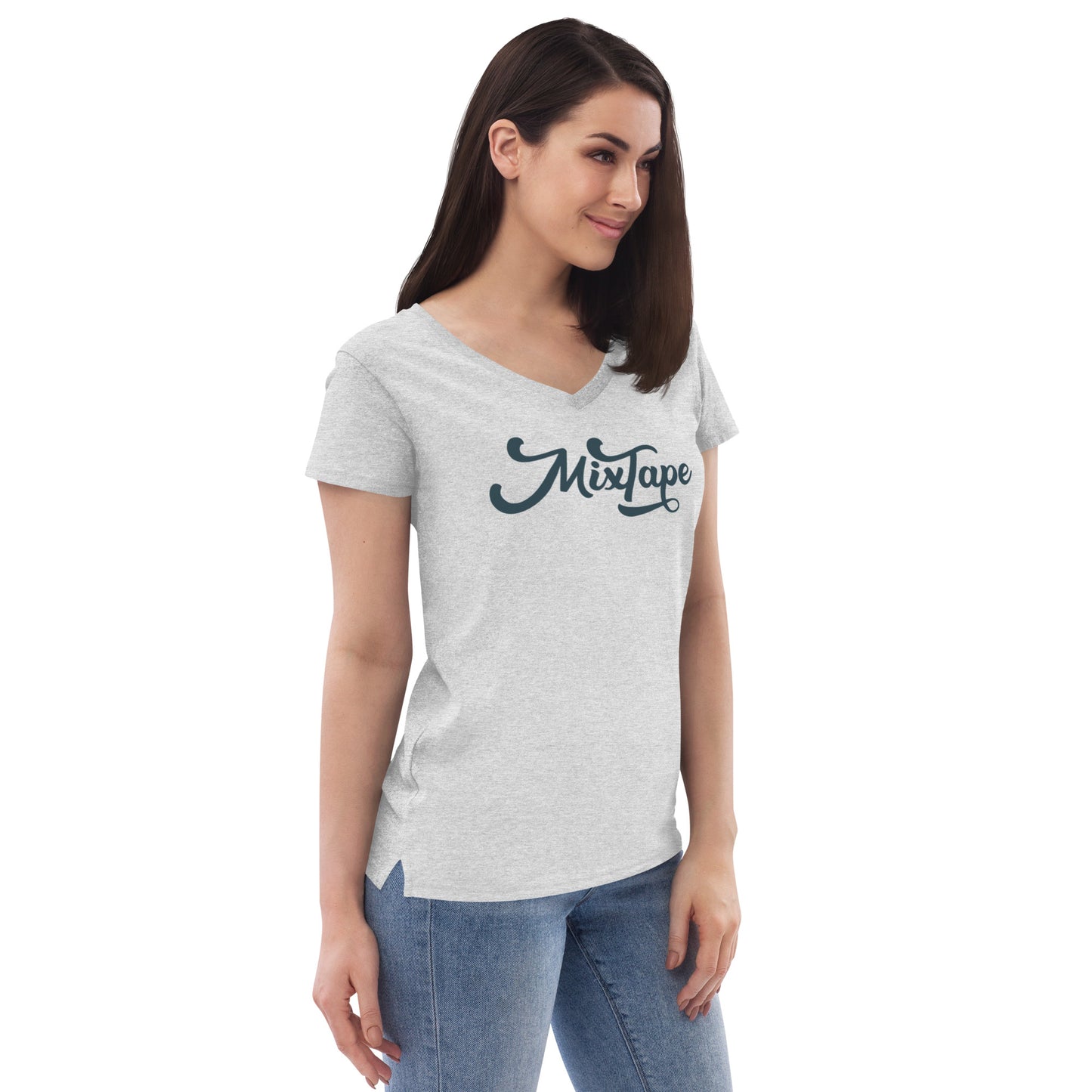 MixTape Logo: Printed Women’s recycled v-neck t-shirt